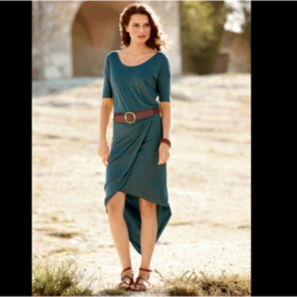 Peruvian Connection Blue High Low Dress